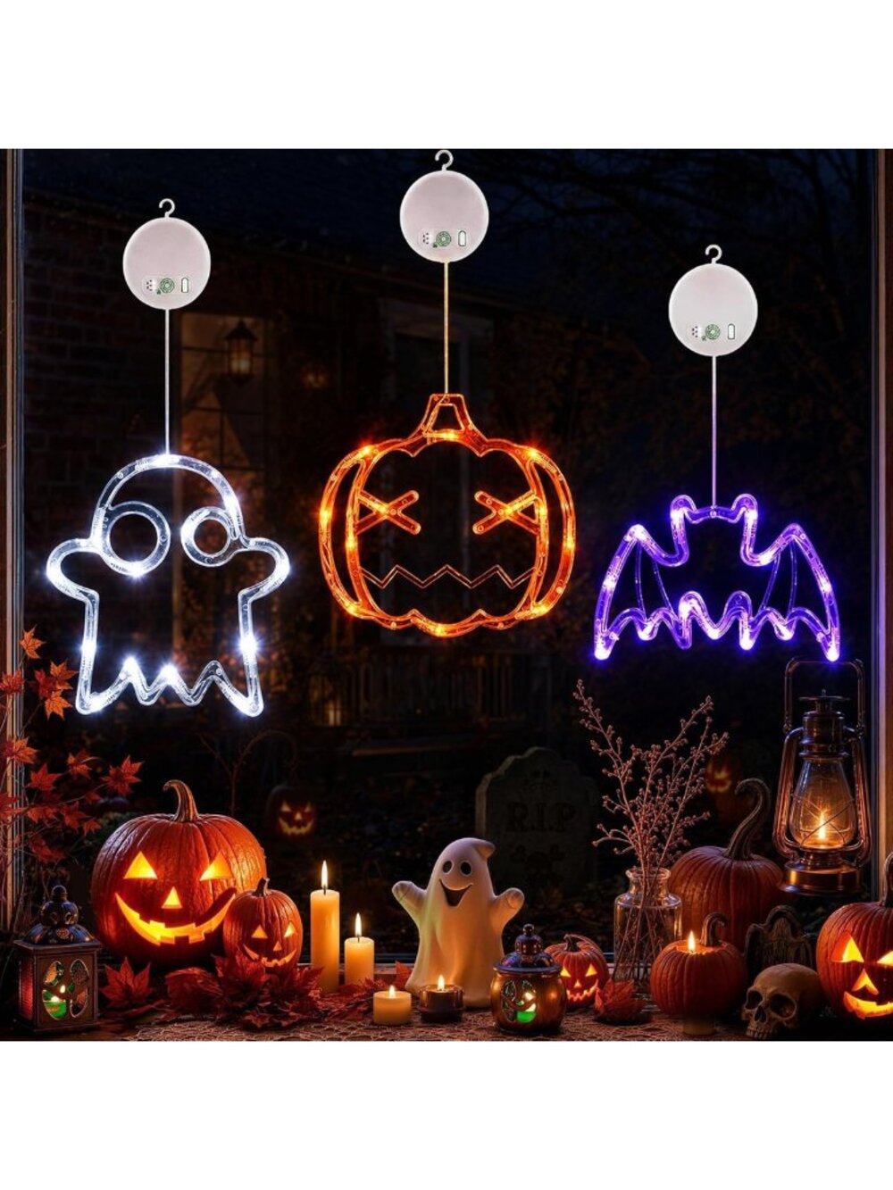 2026 Halloween Window Lights - 3 Pack, Upgraded Decorative String Lights